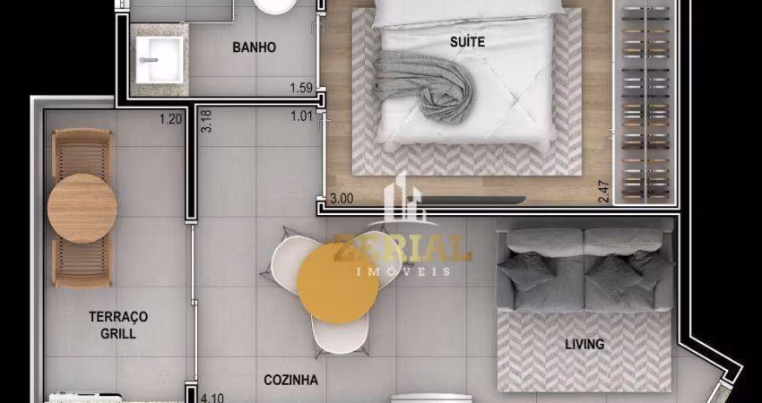 Studio com 1 dormitório à venda, 25 m² por R$ 299.183,84 - Vila Dom Pedro II - São Paulo/SP