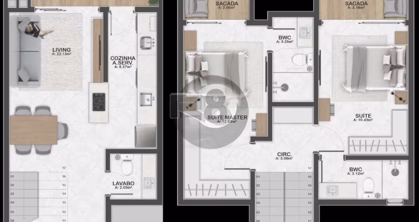 Duplex 2 suítes, 2 vagas, 89m² privativos!