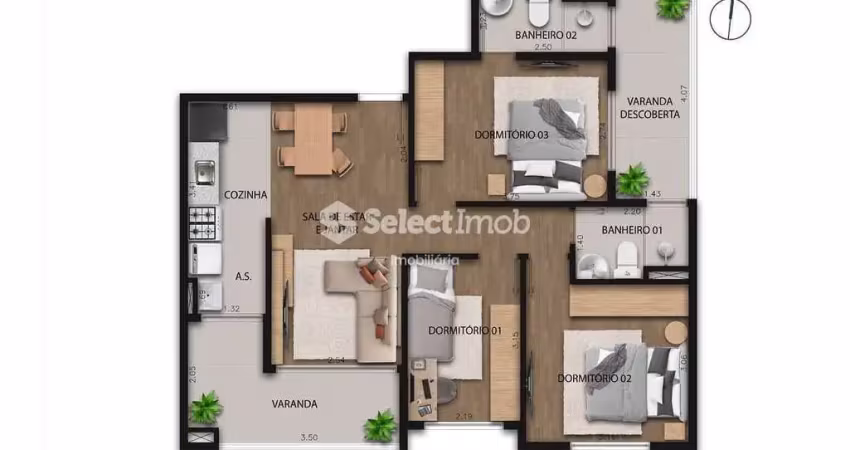 Apartamento com 3 quartos à venda na Avenida Armando Salles Oliveira, --, Parque São Vicente, Mauá