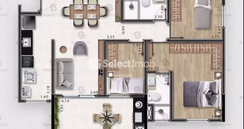 Apartamento com 3 quartos à venda na Rua Almirante Tamandaré, --, Vila Bocaina, Mauá