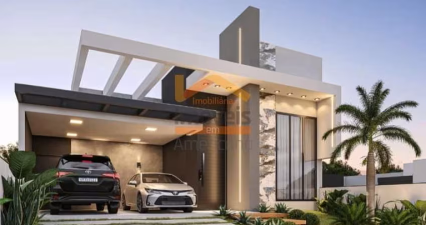 Casa de alto padrão em condomínio no Jardim Recanto das Águas em Nova Odessa-SP: 3 quartos, 1 suíte, 3 salas, 3 banheiros, 4 vagas de garagem e 196,20 m² de área!