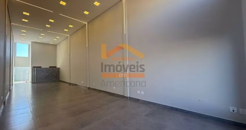 Salão comercial para locação em Americana-SP, bairro Cidade Jardim II. 2 banheiros, 1 vaga de garagem, 100m².