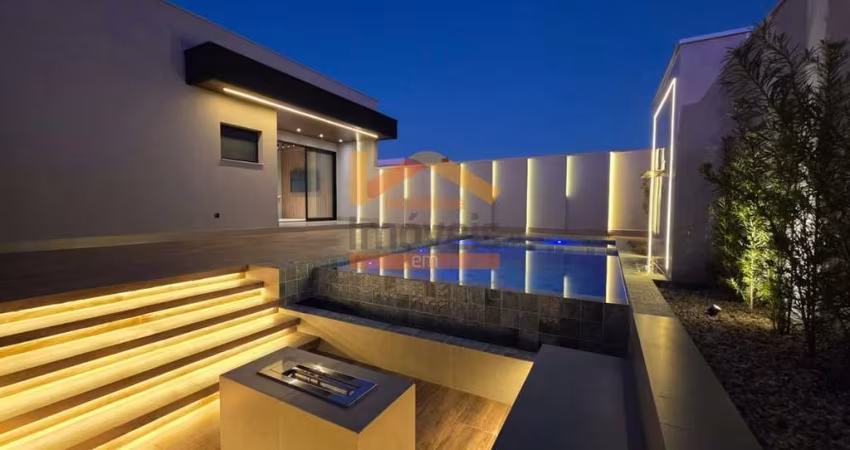 Casa de luxo em condomínio no Jardim Recanto das Águas - Nova Odessa-SP: 3 quartos, 3 suítes, 2 salas, 4 banheiros, 4 vagas de garagem, 208m².