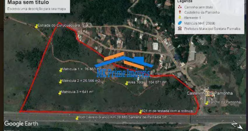 Terreno 109.000 mts com 800 mts próximo a rod. castelo branco km 39