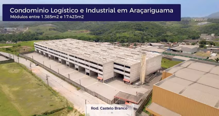 Galpão comercial para locação com 14 vagas de garagem e 1.385m² de área.