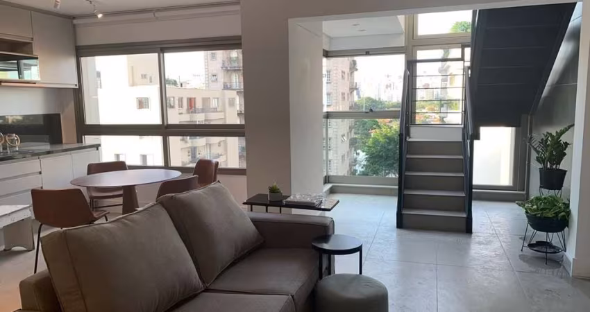 Apartamento DUPLEX, mobiliado com 85m², para locação, localizado no Jardim Paulista, São Paulo, SP