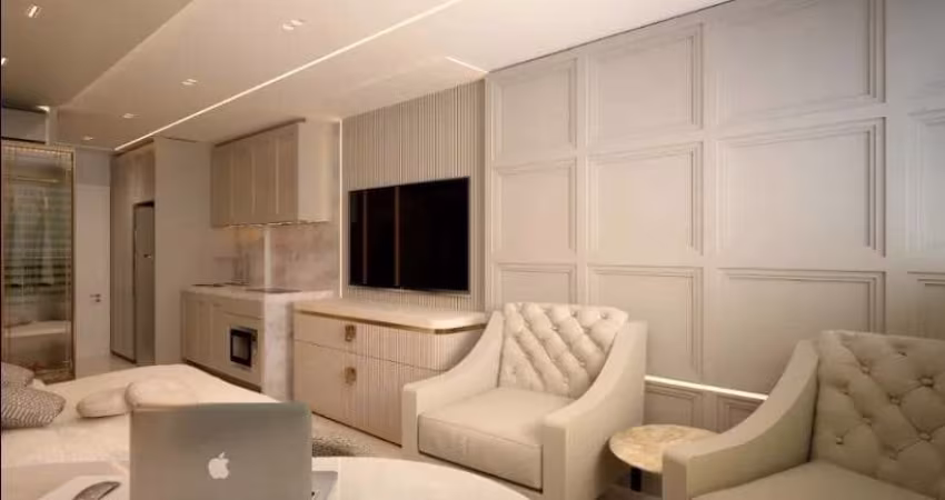 Apartamento de 30m² para venda e locação, mobiliado, Closet, Ar Condicionado, localizado em Santo A