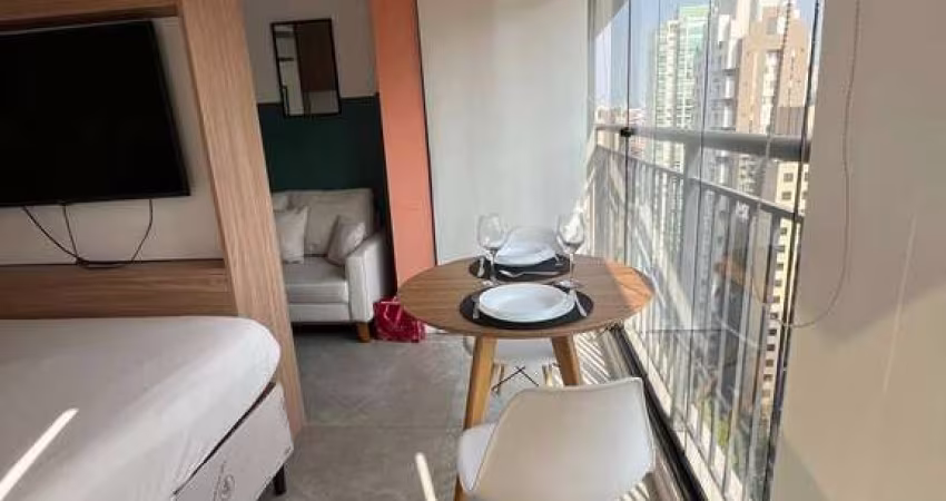 Studio de 25m² MOBILIADO para locação, Indianópolis, São Paulo, SP. 1 Suíte, Cozinha integrada e Eq