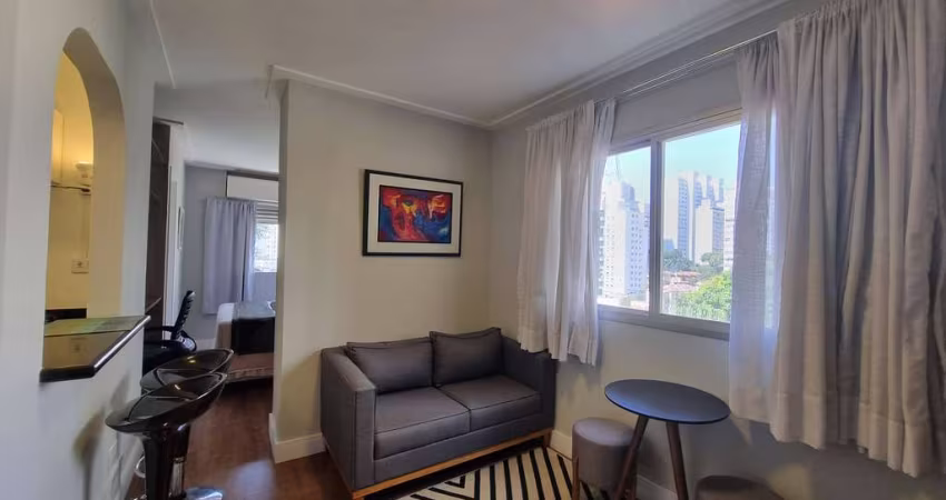 Apartamento de 28m² MOBILIADO para locação, Jardim Paulista, São Paulo, SP. com 1 Suíte, Ar-condici
