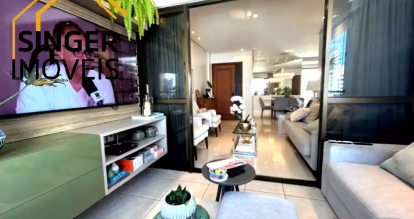 Apartamento 4 quartos (3 suítes + 1 gabinete), nascente, sala ampla, 3 varandas, 5 banheiros, 2 vagas, 142 m², infraestrutura de lazer e segurança,