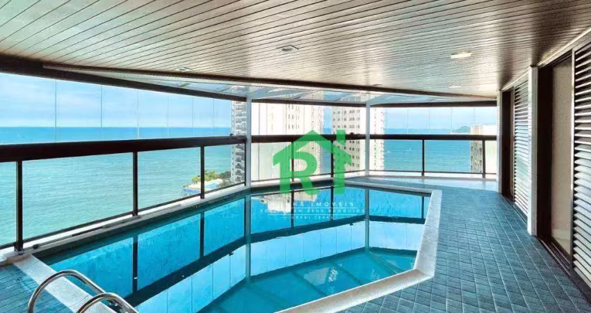 Apartamento frente mar, 4 dormitórios (4 suítes), 3 vagas, lazer, praia das astúrias, guarujá/sp