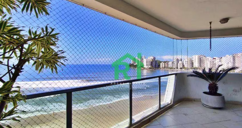 Apartamento frente mar, 3 dormitórios (2 suítes), 2 vagas, área de lazer, jardim astúrias, guarujá/sp