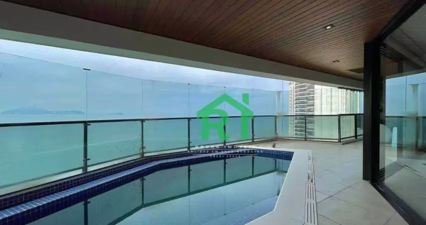 Apartamento frente mar, 4 suítes, 3 vagas, área de lazer, jardim astúrias, guarujá/sp