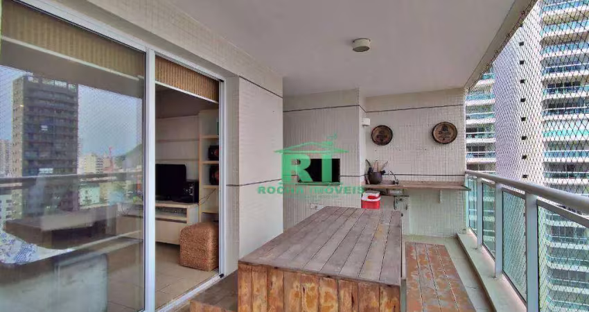 Apartamento com varanda gourmet, 2 dormitórios (1 suíte), 2 vagas, jardim astúrias, guarujá/sp