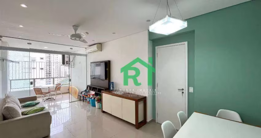 Apartamento beira mar, reformado, 2 dormitórios (1 suíte), 1 vaga, jardim astúrias, guarujá/sp