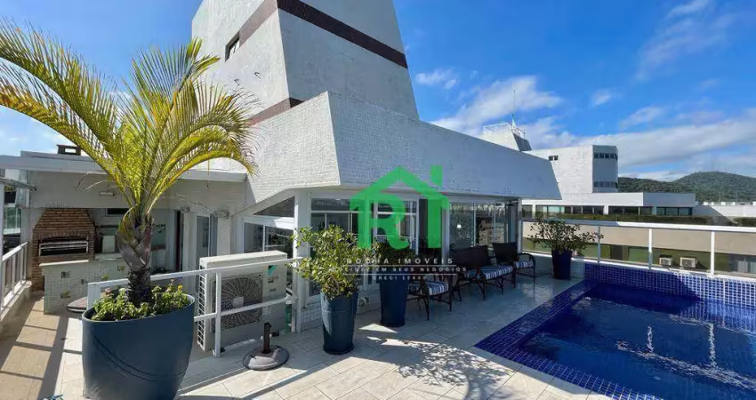 Cobertura à beira mar com 6 dormitórios (5 suítes), 4 vagas, lazer, jardim astúrias, guarujá/sp