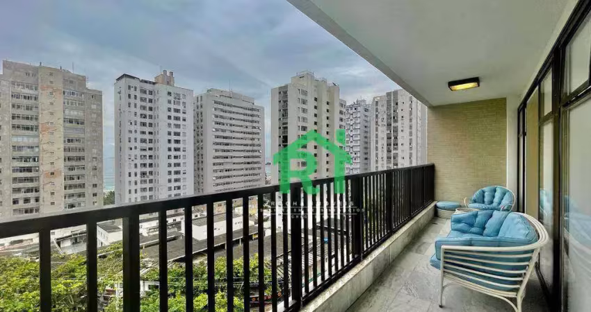 Apartamento na praia, vista parcial ao mar, 4 dormitórios 3 suíte, 2 vagas, pitangueiras, guarujá.
