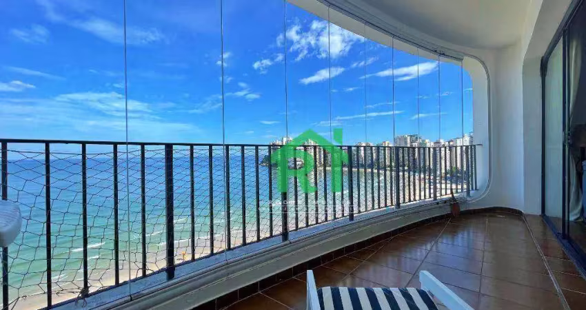 Apartamento frente mar, vista mar, 3 dormitórios (1 suíte), 1 vaga, jardim astúrias, guarujá/sp