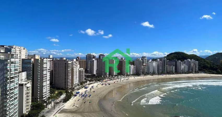 Apartamento frente mar, 2 suítes, 2 vagas, área de lazer, jardim astúrias, guarujá/sp