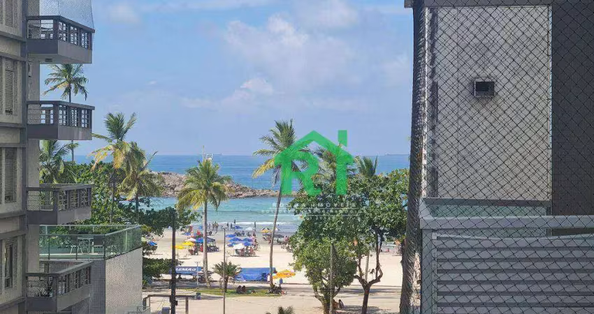 Apartamento vista ao mar, 3 dormitórios, 1 vaga, pitangueiras, guarujá/sp