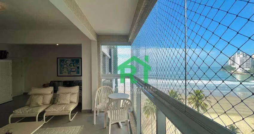 Apartamento frente mar, 3 dormitórios  (1 suíte), 2 vagas - jardim astúrias - guarujá/sp