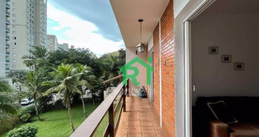 Apartamento com sacada, 2 dormitórios, 1 vaga, churrasqueira, jardim astúrias, guarujá/sp