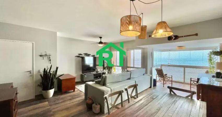 Apartamento reformado 3 dormitórios, frente mar, praia das pitangueiras, guarujá/sp