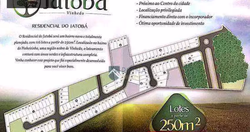 Terreno à venda, 250 m² por r$ 430.000,00 - residencial jatobá - vinhedo/sp