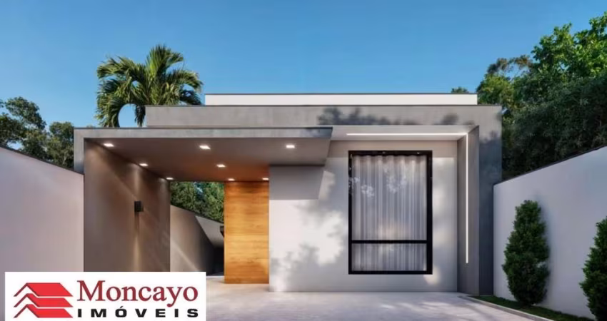 Casa nova em ótima localização, meio lote-Golfinho - Financia
