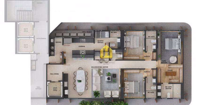 Apartamento com 3 dormitórios à venda, 150 m² por R$ 1.253.217,00 - Tirol - Natal/RN