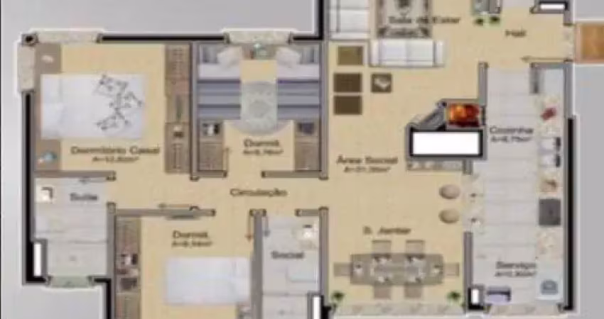 Apartamento para venda - 99.38m², 3 dormitórios, sendo 1 suites, passo da areia