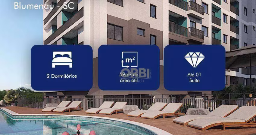 Apartamento com 2 dormitórios à venda, 59 m² por R$ 503.000,00 - Fortaleza - Blumenau/SC
