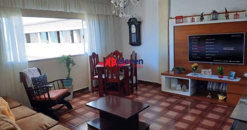 Apartamento em São Vicente com 2 dormitórios, sala ampla vista mar, 2 banheiros, cozinha, área de serviço, garagem, salão de jogos, salão de festas.