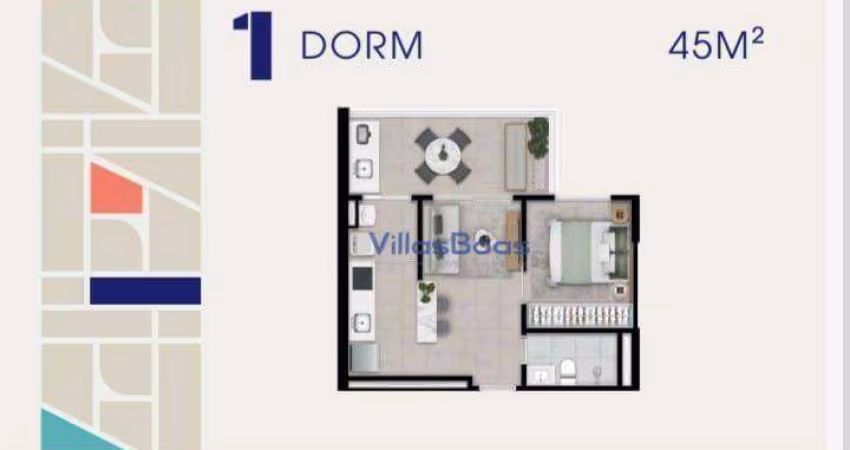 Oportunidade: apto de 1 dorm no Jardim Aquarius, Zona Oeste de São José dos Campos - 1 dorm - Entrega agosto 2026