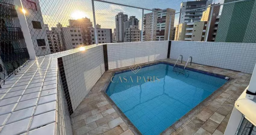 Cobertura com 3 dormitórios, piscina e área gourmet com churrasqueira à venda, 160 m² por r$ 790.000 - vila guilhermina - praia grande/sp