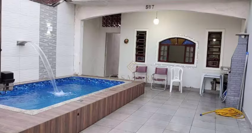 Casa com 3 dormitórios, churrasqueira e piscina à venda, 108 m² por r$ 510.000 - caiçara - praia grande/sp