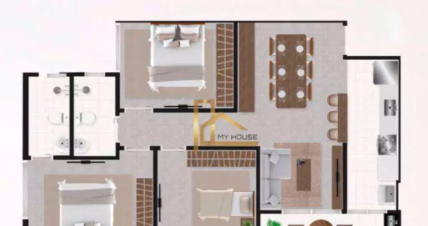 Apartamento de 3 Quartos com Vista para o Sol da Manhã no Residencial 878 (Entrega prevista para Fev/2024)
