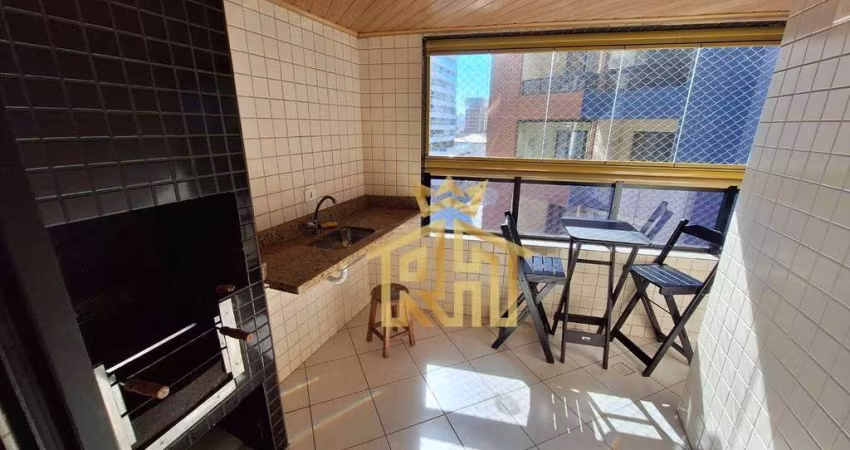 Apartamento Semi mobiliado - 02 dormitórios (01 Suíte) - Varanda com churrasqueira vista parcial mar - 1 vaga - Aviação