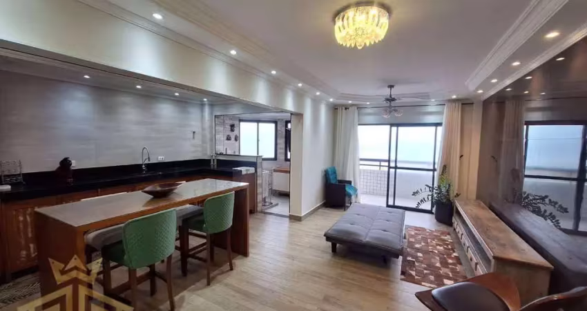 Apartamento lindo - frente mar - guilhermina - 02 dorms (01 suíte) - varanda com vista mar - 2 vagas privativas - praia grande