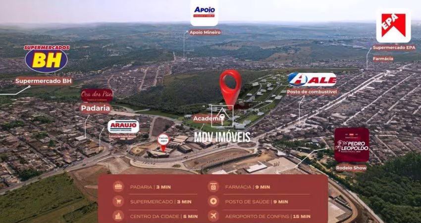 Lotes a partir de 360 m² residenciais e comerciais financiados em Pedro Leopoldo!