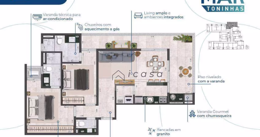 Apartamento com 2 dormitórios à venda, 76 m² por R$ 667.000,00 - Praia das Toninhas - Ubatuba/SP