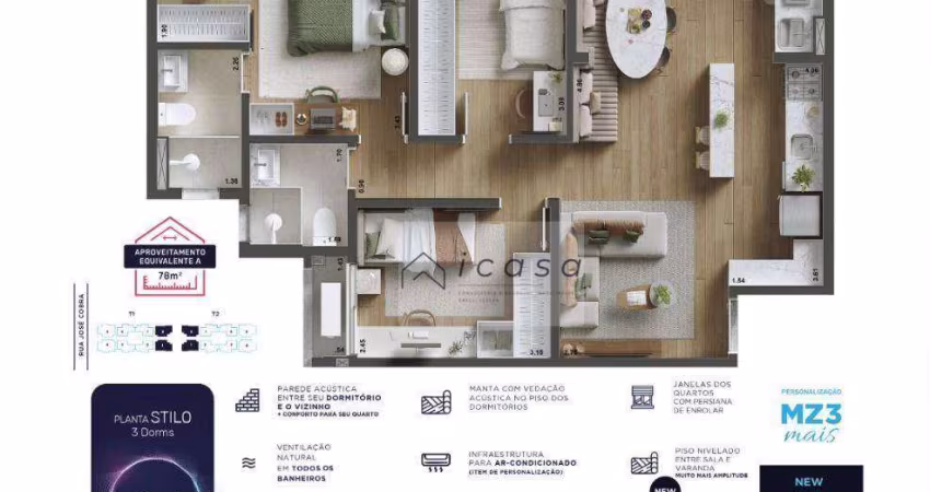 Apartamento com 3 dormitórios à venda, 71 m² por R$ 695.000,00 - Parque Industrial - São José dos Campos/SP