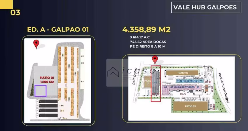 Galpão para locacao com 4.360,00m² com 8 docas a margem da dutra - caçapava/sp