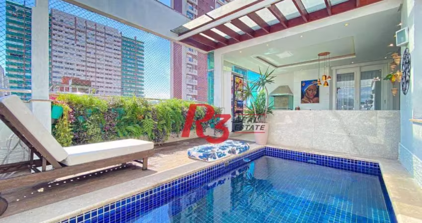 Cobertura com 5 dormitórios para alugar, 540 m² por r$ 23.000,00/mês - boqueirão - santos/sp