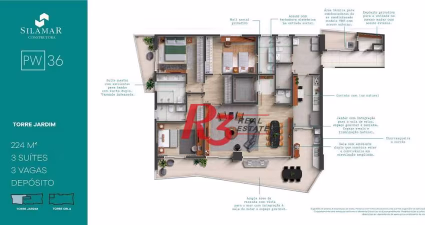 Apartamento à venda, 224 m² por R$ 3.660.000,00 - Gonzaga - Santos/SP