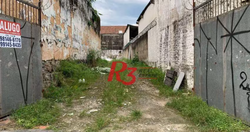 Terreno à venda, 222 m² por R$ 686.000,00 - Centro - Santos/SP