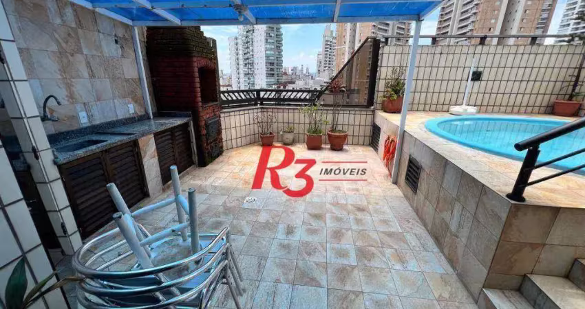 Cobertura com 4 dormitórios para alugar, 300 m² por r$ 10.000,02/mês - pompéia - santos/sp