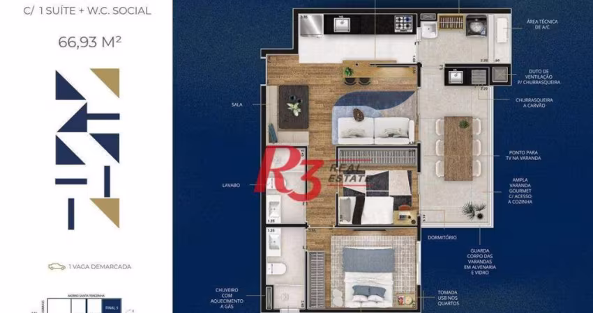 Apartamento à venda, 66 m² por R$ 843.988,18 - Marapé - Santos/SP