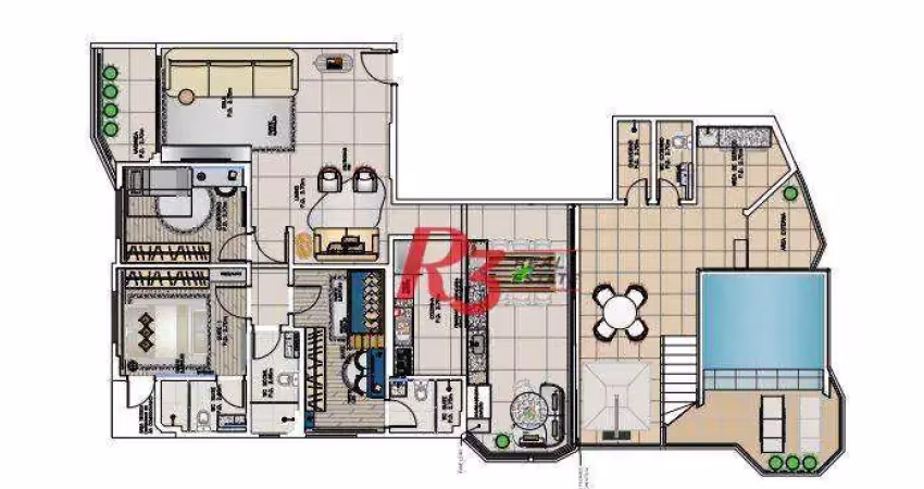 Cobertura com 3 dormitórios à venda, 232 m² por R$ 1.480.000,00 - Tupi - Praia Grande/SP
