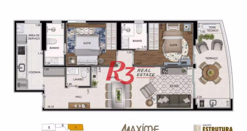 Apartamento à venda, 84 m² por R$ 1.100.680,00 - Ponta da Praia - Santos/SP